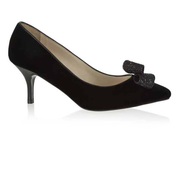 french sole Brenda Heel Black Velvet Glitter Bow (BMH02)