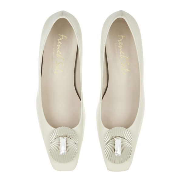 french sole Carla Heel White Leather With Metal Trim (CAR06)