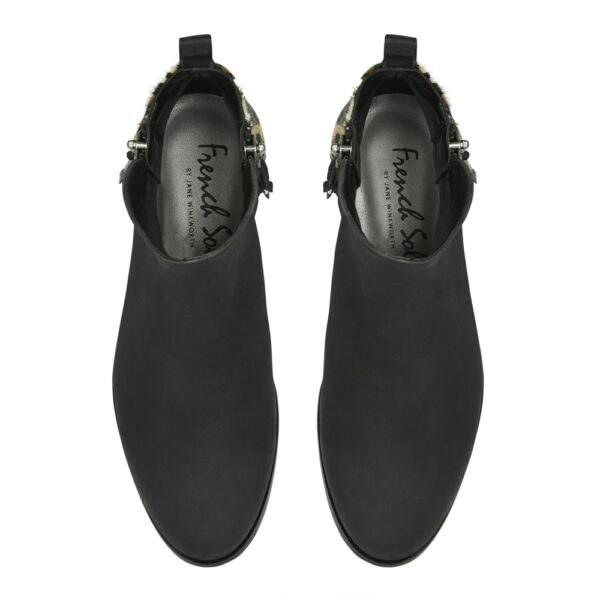 French Sole Charlotte Black Nubuck Jaguar Calf Hair (CHA04)