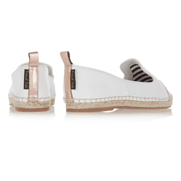 French Sole Espadrille White Leather Metallic Toecap (ESP28)
