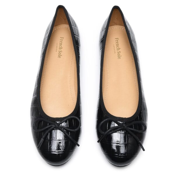 french sole Amelie Black Patent Crocodile (AML41)