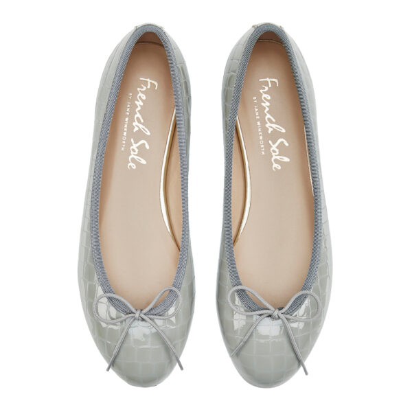 french sole Amelie Grey Patent Croc (AML609)