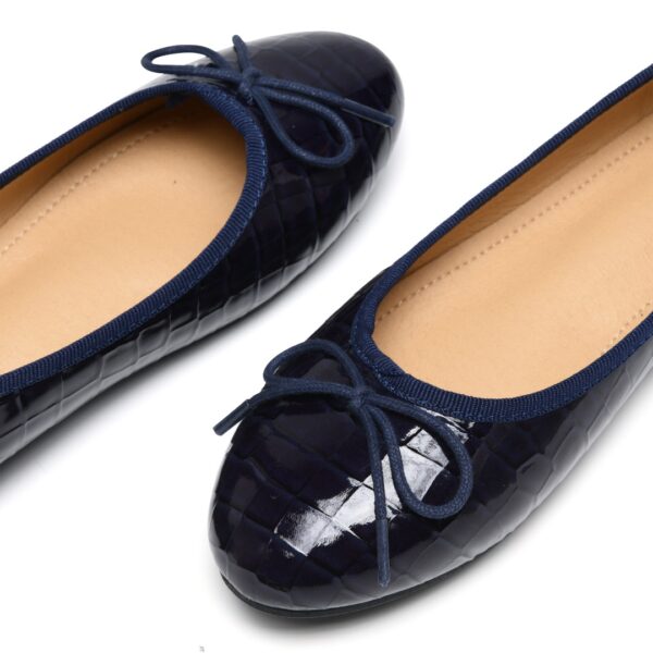 French Sole Amelie Ocean Navy Crocodile (AML707)