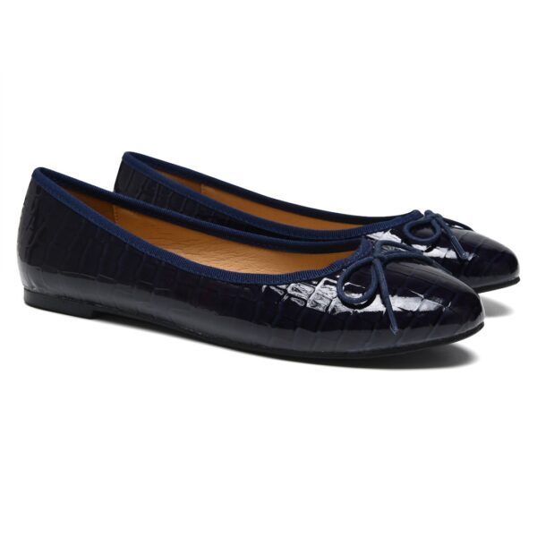 French Sole Amelie Ocean Navy Crocodile (AML707)