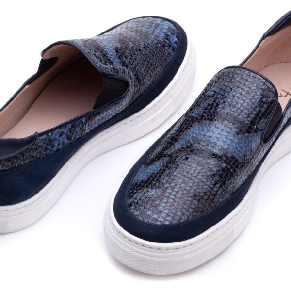 French Sole Board Walker Navy Snake Leather (BW37)