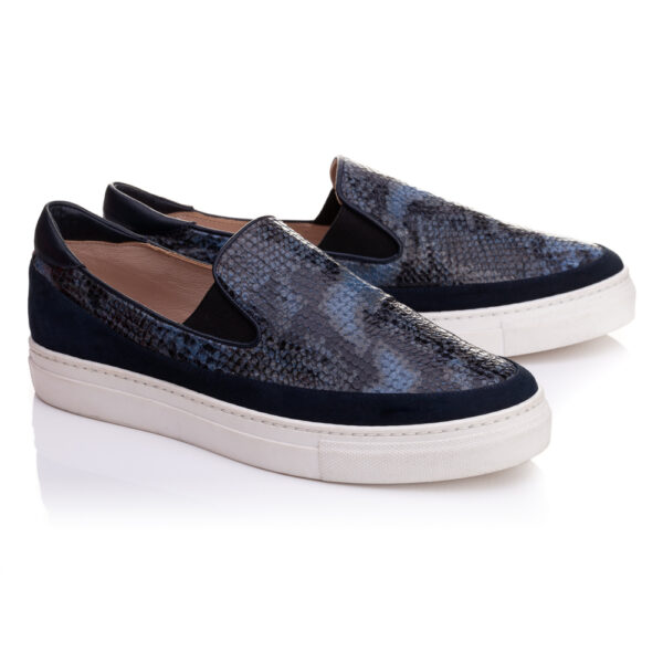 French Sole Board Walker Navy Snake Leather (BW37)