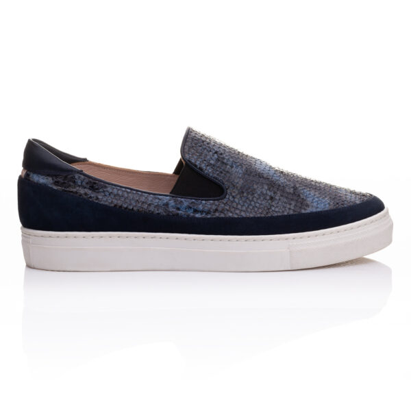 French Sole Board Walker Navy Snake Leather (BW37)