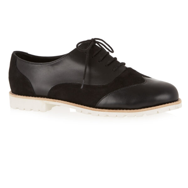 French Sole Brogues Black Suede And Leather (BG13)