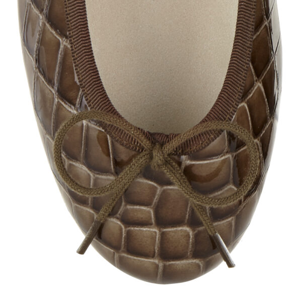 French Sole Henrietta Brown Patent Crocodile (HE921)