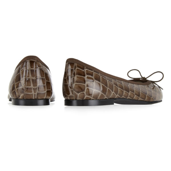 French Sole Henrietta Brown Patent Crocodile (HE921)