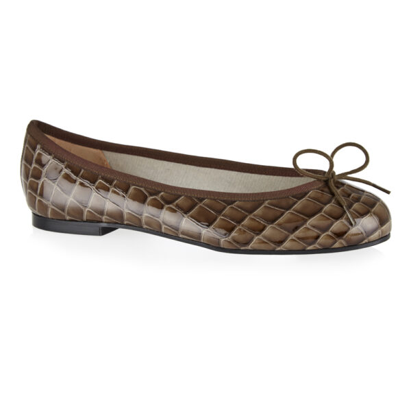 French Sole Henrietta Brown Patent Crocodile (HE921)