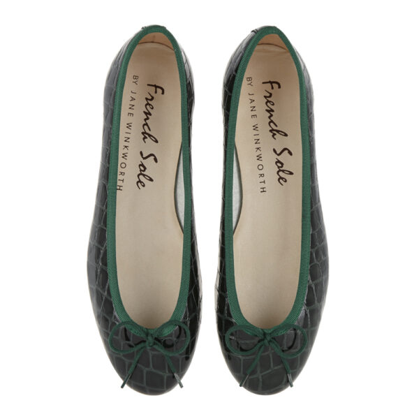 french sole Henrietta Green Patent Crocodile (HE913)