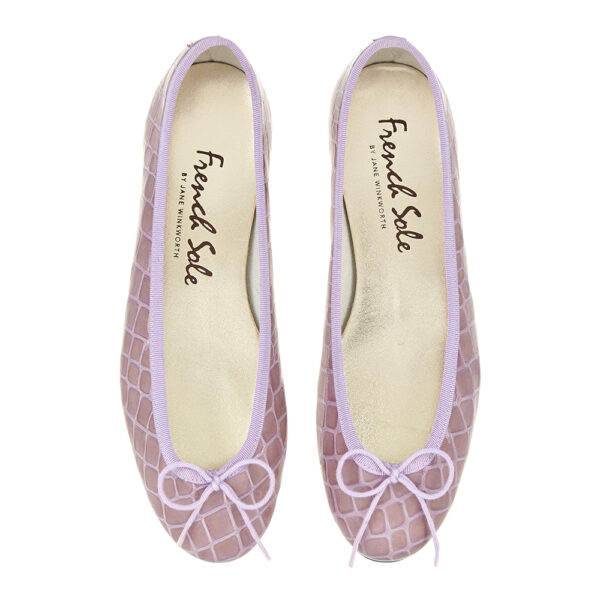 french sole Henrietta Lilac Patent Crocodile (HE661)