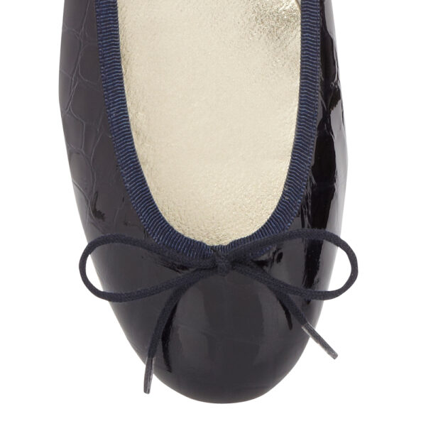 French Sole Henrietta Navy Patent Crocodile (HE168)