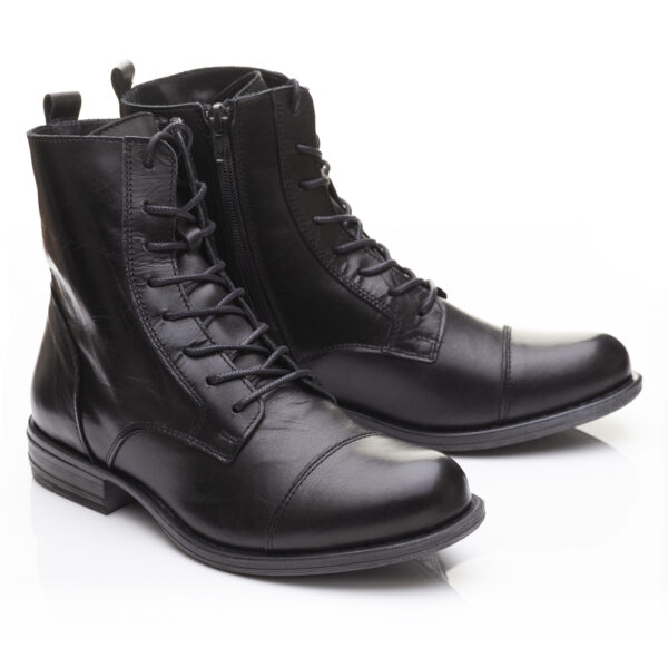 french sole Lara Boots In Black Leather (LA02)