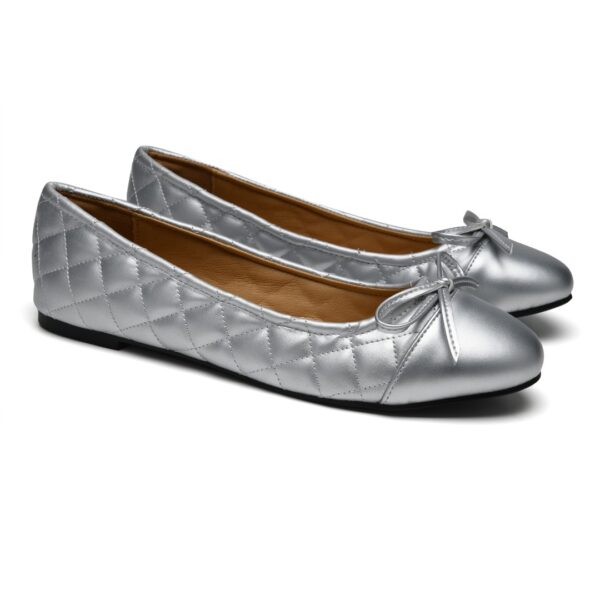 French Sole London Quilt Silver Leather (LON04)