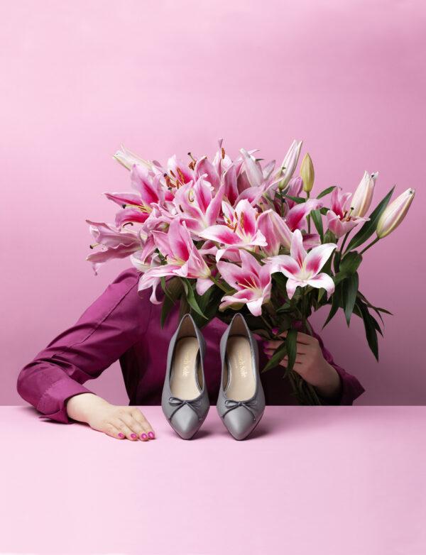 French Sole Penelope Grey Leather (EN300)