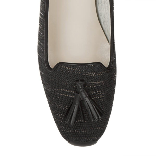 French Sole Gabi Black Texture Metallic Leather (GABS34)