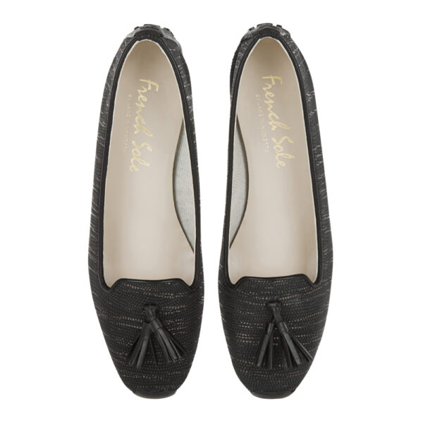 French Sole Gabi Black Texture Metallic Leather (GABS34)