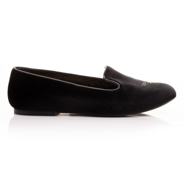 French Sole Hefner Black Velvet With Crystal Pegasus Embroidery (HFF1189)