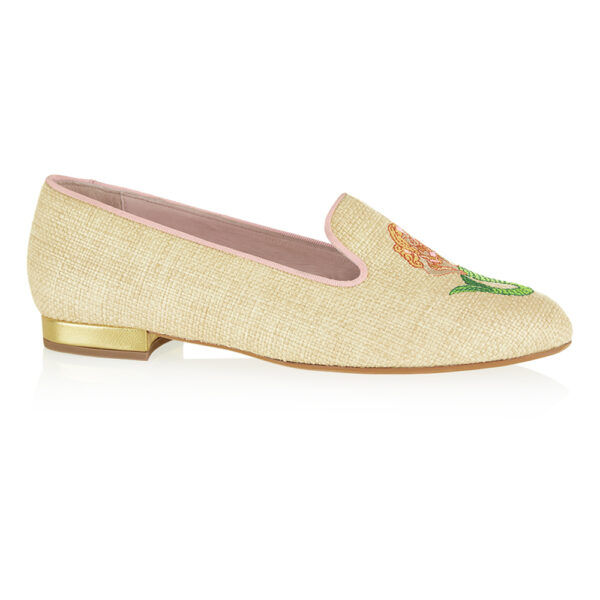 French Sole Hefner Natural Raffia Mermaid Embroidery (HFF150)