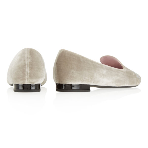 French Sole Hefner Taupe Velvet No Place Like Home Embridery (HFF151)