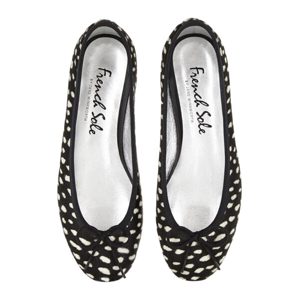 french sole Henrietta Black Black And White Spot (HE1077)