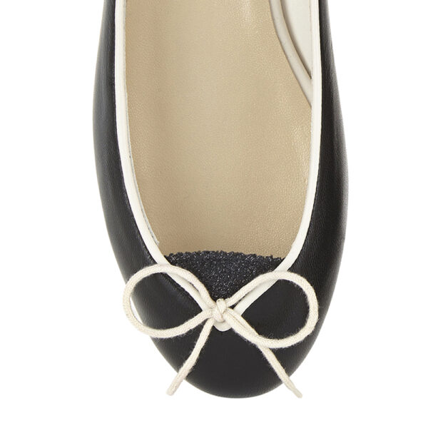 French Sole Henrietta Black Leather Cream Trim (HE1023)