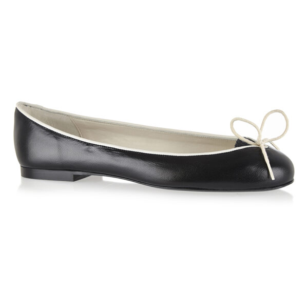 French Sole Henrietta Black Leather Cream Trim (HE1023)