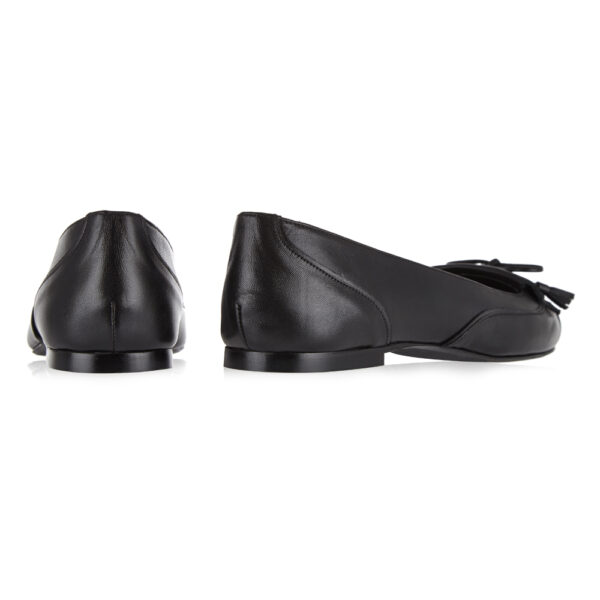 French Sole Henrietta Black Leather Fringe Bow (HE938)