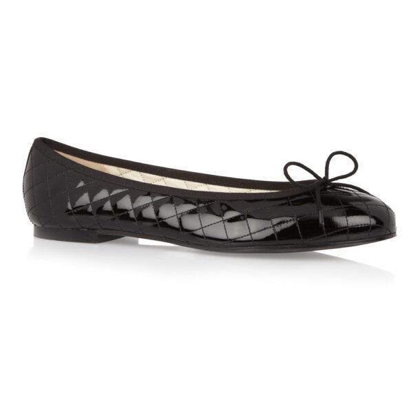 French Sole Henrietta Black Quilted Patent Leather (HE117)