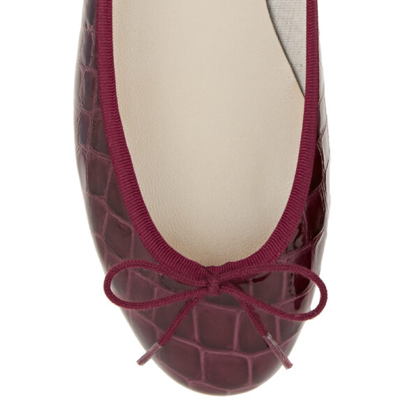 French Sole Henrietta Children’s Burgundy Patent Crocodile (HE787)