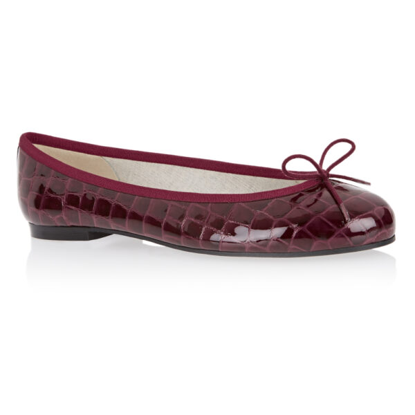 French Sole Henrietta Children’s Burgundy Patent Crocodile (HE787)