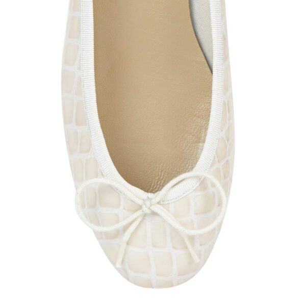 French Sole Henrietta Children’s Cream Patent Crocodile (HEC05)