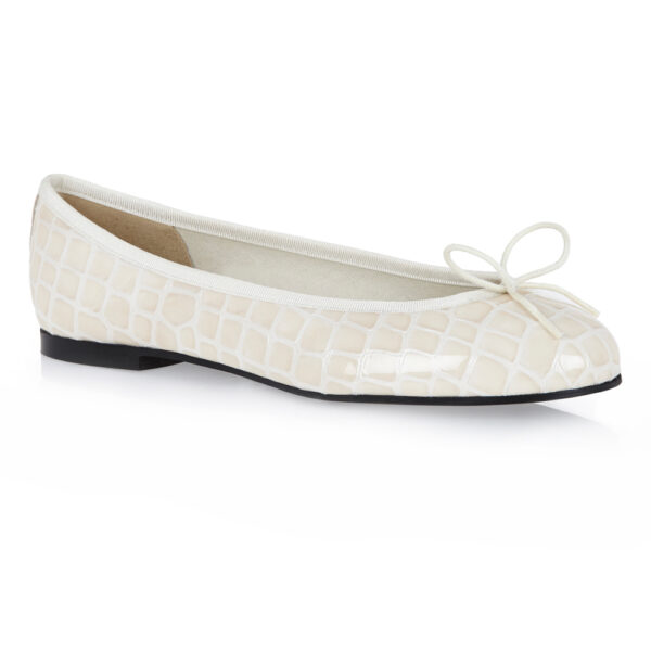 French Sole Henrietta Children’s Cream Patent Crocodile (HEC05)