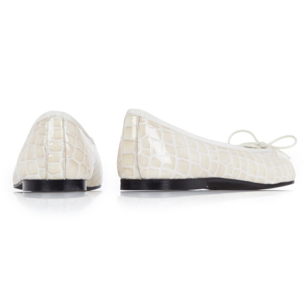 French Sole Henrietta Children’s Cream Patent Crocodile (HEC05)