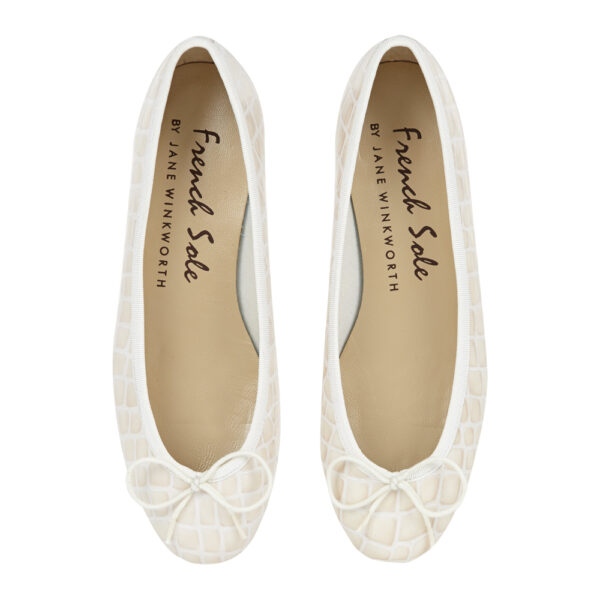 french sole Henrietta Children’s Cream Patent Crocodile (HEC05)