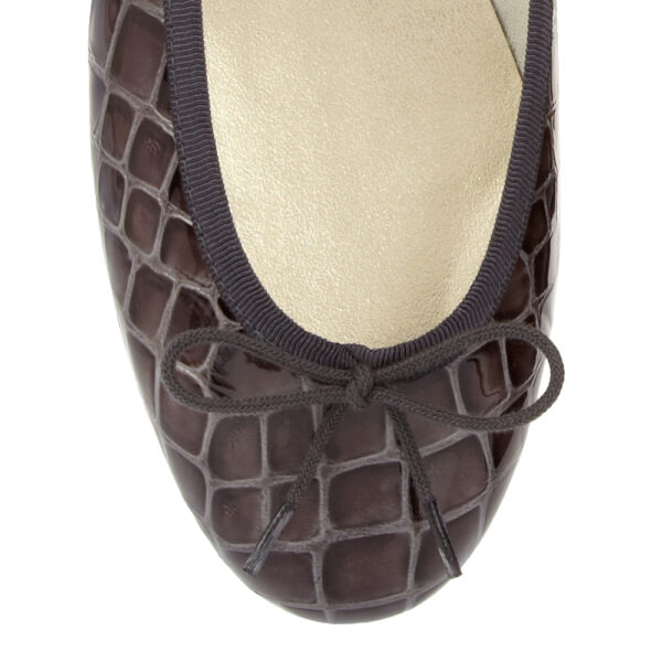 French Sole Henrietta Children’s Grey Patent Crocodile (HE609)