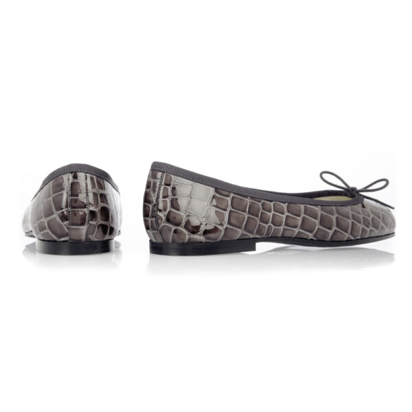 French Sole Henrietta Children’s Grey Patent Crocodile (HE609)