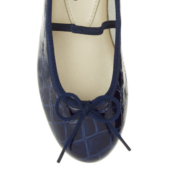 French Sole Henrietta Children’s Navy Patent Crocodile (HEC04)