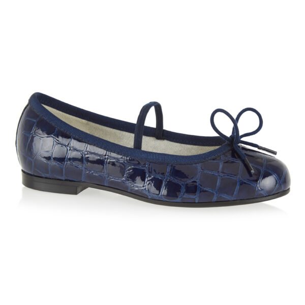 French Sole Henrietta Children’s Navy Patent Crocodile (HEC04)