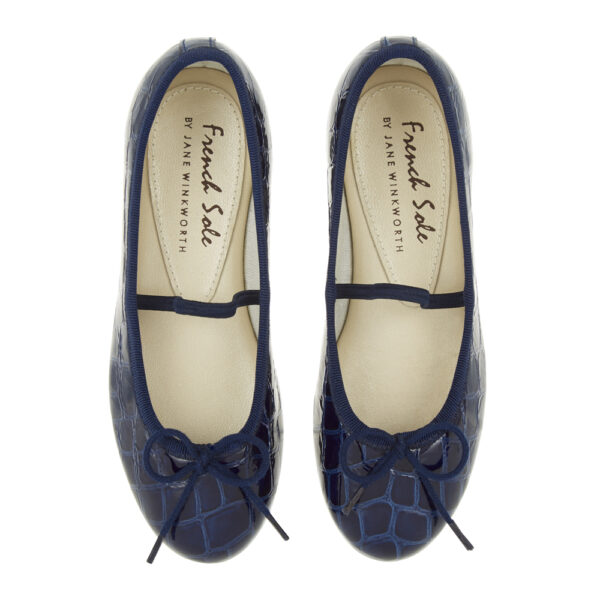 french sole Henrietta Children’s Navy Patent Crocodile (HEC04)