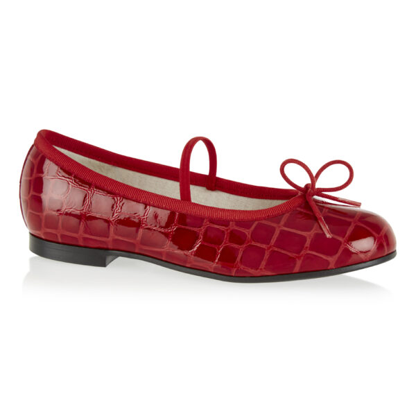 French Sole Henrietta Children’s Red Patent Crocodile (HEC03)