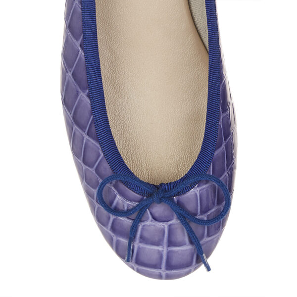 French Sole Henrietta Cornflower Blue Patent Crocodile (HE721)