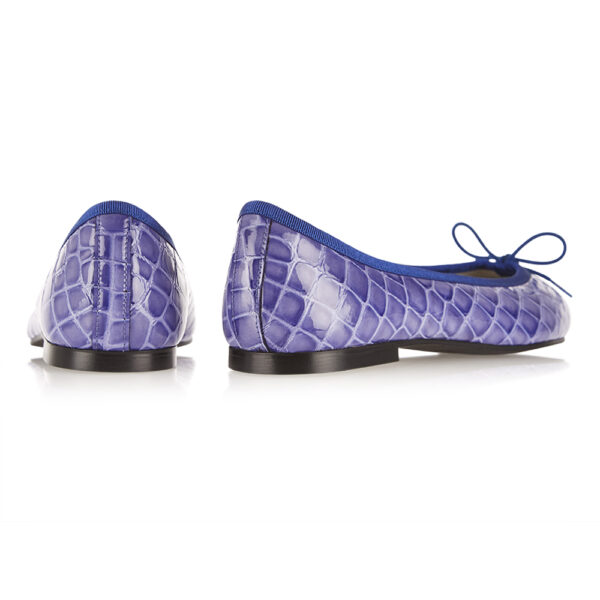 French Sole Henrietta Cornflower Blue Patent Crocodile (HE721)