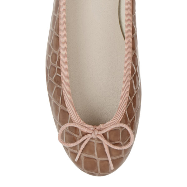 French Sole Henrietta Dusky Pink Patent Crocodile (HE1131)