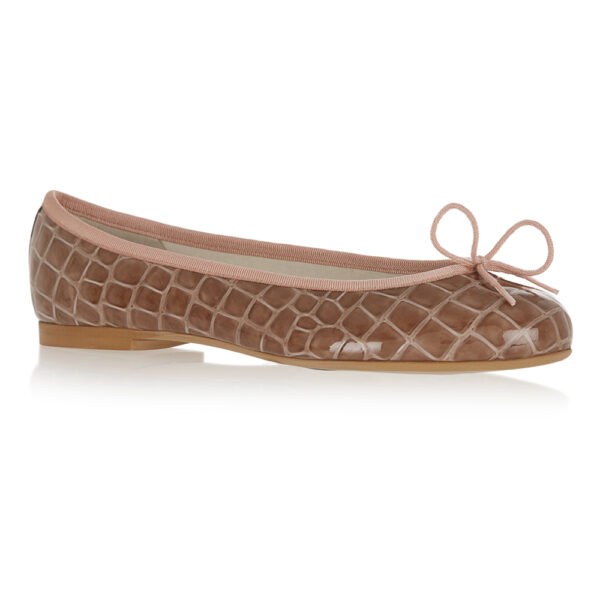 French Sole Henrietta Dusky Pink Patent Crocodile (HE1131)