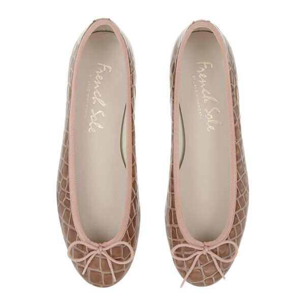 french sole Henrietta Dusky Pink Patent Crocodile (HE1131)