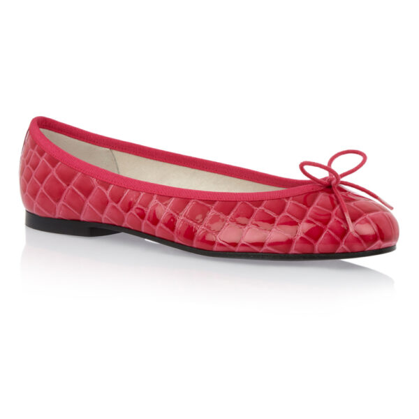 French Sole Henrietta Fuchsia Patent Crocodile (HE669)