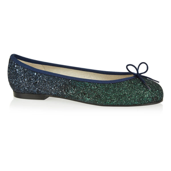 French Sole Henrietta Green Navy Large Glitter (HE1121)